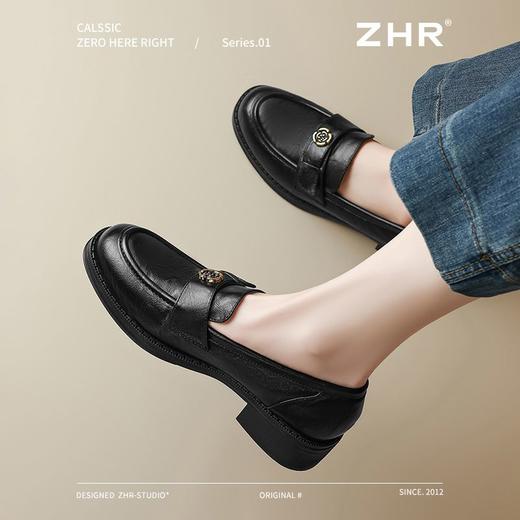 ZHR玫瑰扣饰乐福鞋女2025春季新款复古英伦风单鞋一脚蹬小皮鞋子 商品图6