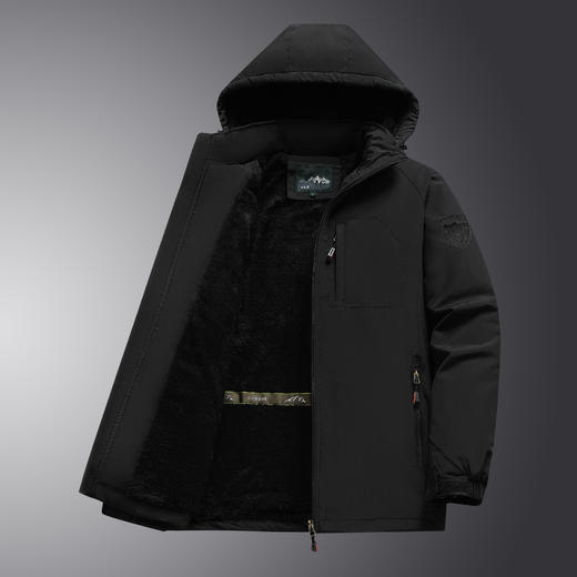 冬季加绒加厚防水透气男士户外休闲冲锋衣夹克大码中长款外套 商品图1