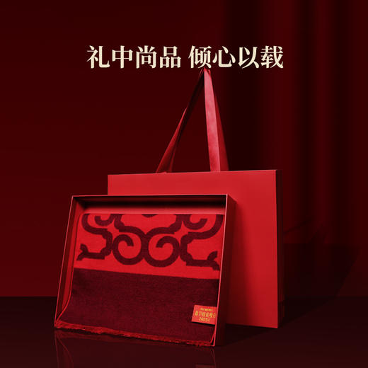 【央视2025年春晚围巾】礼盒装，真丝拉绒品质围巾，本命年大红中国红围巾，蛇年礼品 商品图0
