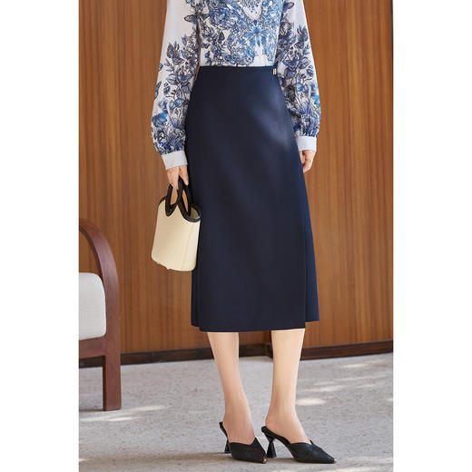 米思阳2026春季新款极简百搭通勤半裙设计感腰头遮肉显瘦裙子5307 商品图2