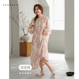 可人儿小众设计新款泡泡绵女士睡裙春秋长袖少女睡衣可外穿连衣裙