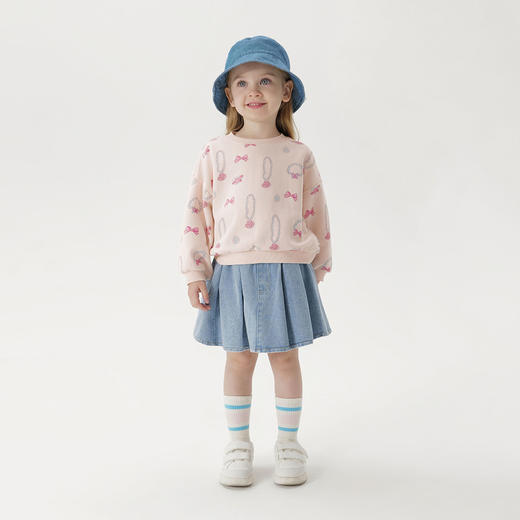 马克珍妮女童甜美印花亲肤卫衣宝宝宽松上衣2025年春装新款250210 商品图1