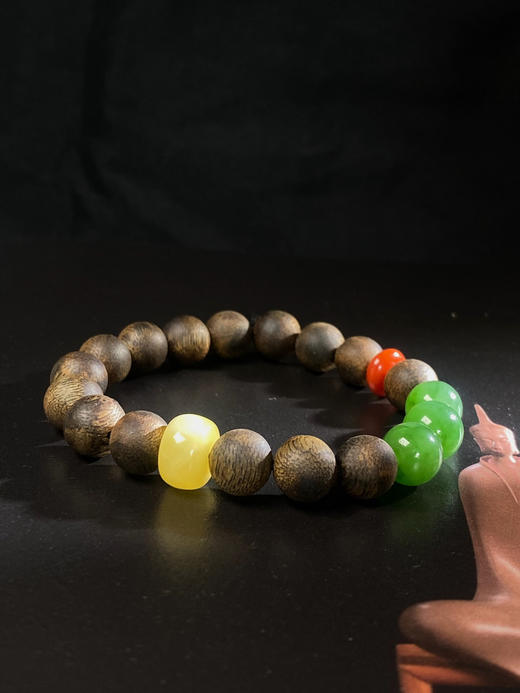 XY0046原创沉香DIY圆珠手串蜜蜡碧玉 商品图2