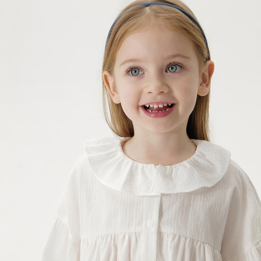 马克珍妮女童文艺荷叶领衬衫 宝宝纯棉衬衣2025年春装新款250253 商品图4