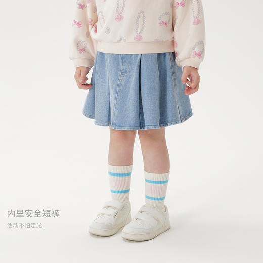 马克珍妮女童甜酷百搭牛仔短裙 儿童百褶裙2025年春装新款250203 商品图1