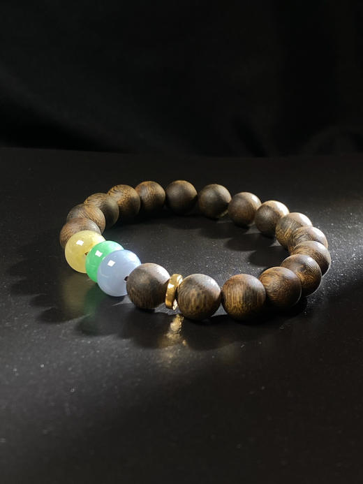 新年礼🎁沉香DIY手串三彩翡翠18K金 商品图4