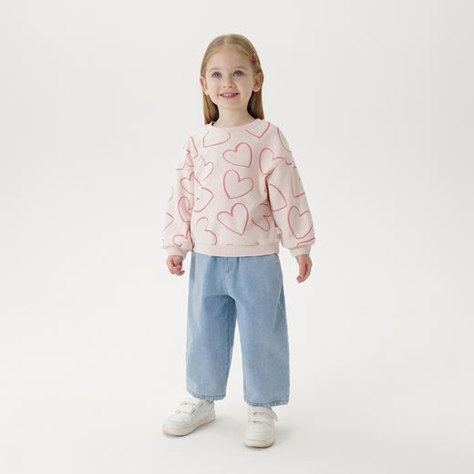 马克珍妮女童简约百搭软牛仔裤萝卜裤宝宝纯棉裤子春装新款250293 商品图2