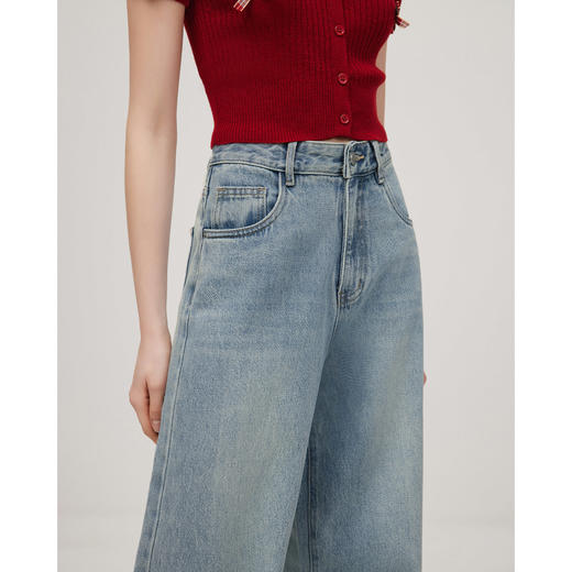 IEF/爱依服2025高个子裤子 春季 港式复古休闲风百搭牛仔阔腿裤BG4647 商品图2