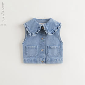 马克珍妮女童甜酷翻领牛仔马甲儿童上衣宝宝2025年春装新款250199