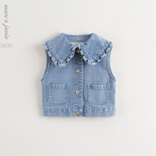 马克珍妮女童甜酷翻领牛仔马甲儿童上衣宝宝2025年春装新款250199 商品图0