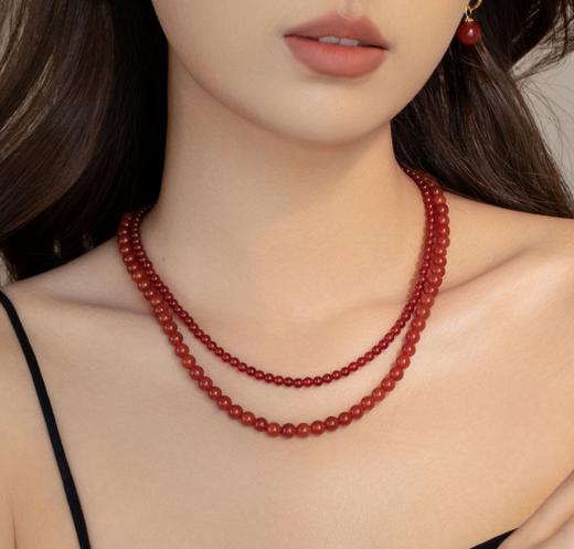 优选丨沐银时代红玛瑙8mm手链     沐银时代4+6mm叠戴红玛瑙项链 商品图0