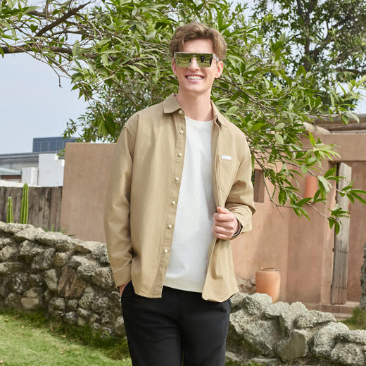 半身缘男装 春季洗水棉吸湿排汗简约休闲百搭衬衫251212U01012071 商品图1