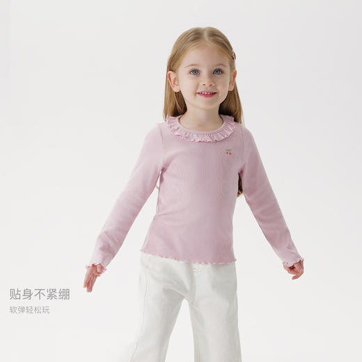 马克珍妮女童花边领弹力打底衫 宝宝T恤上衣2025年春装新款250237 商品图1
