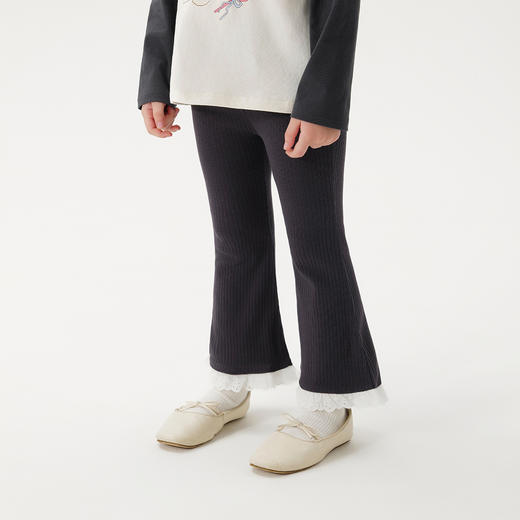 马克珍妮女童甜美绣花边喇叭裤 宝宝打底裤2025年春装新款250300 商品图1