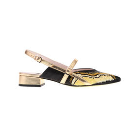 sheme野纤物语系列后空刺绣低跟尖头女士时尚单鞋可定制