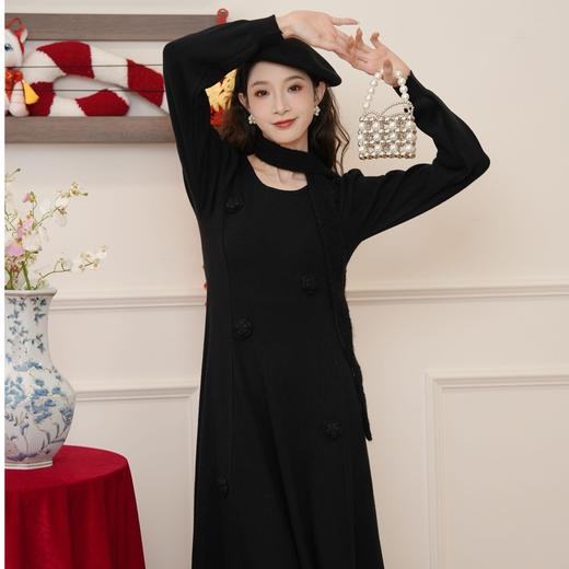 两三事红拂暮色打底连衣裙女配显瘦遮肚连衣裙长袖显瘦秋辣妹穿搭 商品图3