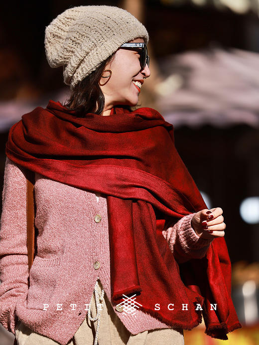 PETIT SCHAN小闪 CLO#720 Pink camellia 粉山茶 羊毛混纺花纱圆领长袖开衫 商品图4