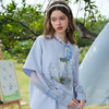 两三事柔光缱绻2025春季新款油画印花绑带拼接袖假两件t恤女宽松S25CT245 商品缩略图3