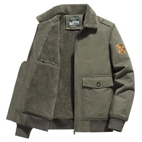 新款冬季加厚加绒工装棉服保暖休闲上衣羊羔毛夹克外套男