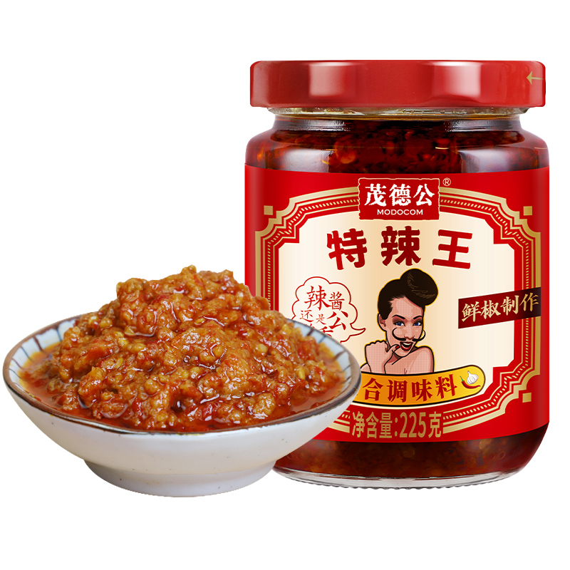 茂德公特辣王辣椒酱225g超辣蒜蓉辣酱拌饭酱拌面酱下饭菜厨房调味酱