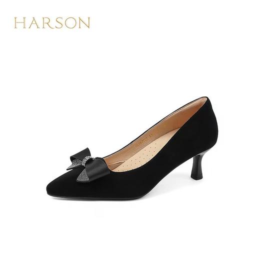 HARSON  【B3F】  哈森2025春季新品女鞋气质尖头高跟蝴蝶结细跟浅口单鞋HS257907 商品图0