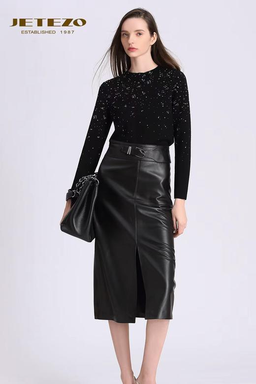 裘堤婼JETEZO 哑光轻奢前卫皮质半裙BD15509C1 商品图0