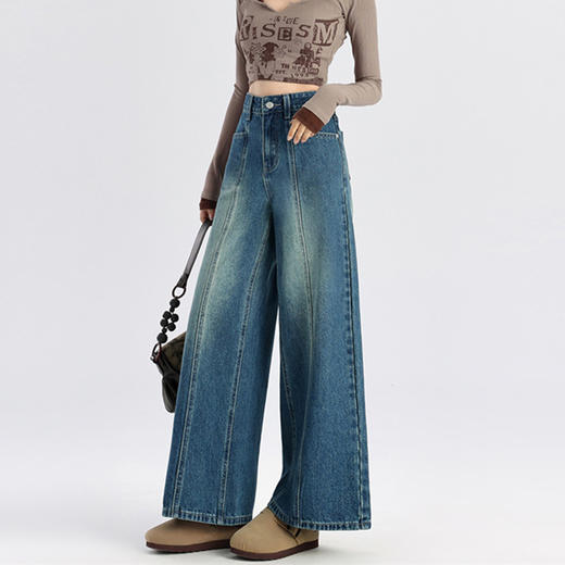 馥迦 休闲显瘦牛仔裤阔腿裤 商品图3