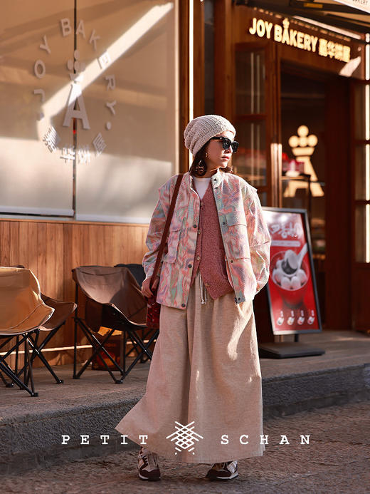 PETIT SCHAN小闪 CLO#719 Slow it down 慢一拍 棉麻灯芯绒松紧腰A字伞裙 商品图3