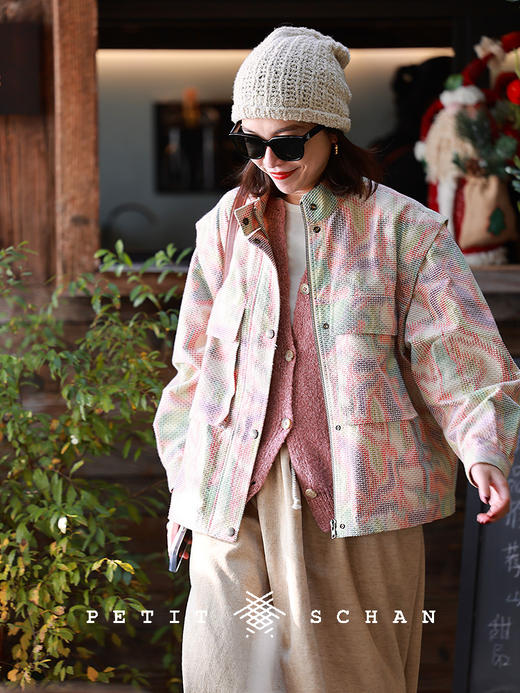 PETIT SCHAN小闪 CLO#721 Colourful tofu 花豆腐 日本进口棉混纺可拆卸两穿春秋工装马甲/夹克外套 商品图0