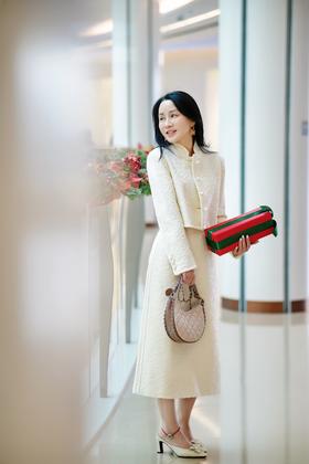 裘堤婼JETEZO设计师款新中式提花白色半裙BD10102C1