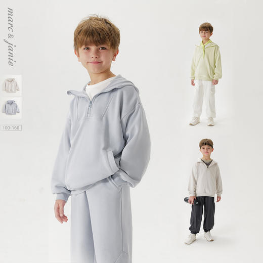 马克珍妮男童元气运动连帽卫衣儿童宽松上衣2025年春装新款250052 商品图0