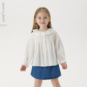 马克珍妮女童文艺荷叶领衬衫 宝宝纯棉衬衣2025年春装新款250253