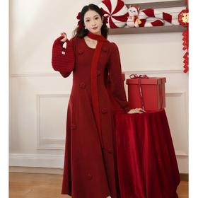 两三事红拂暮色打底连衣裙女配显瘦遮肚连衣裙长袖显瘦秋辣妹穿搭