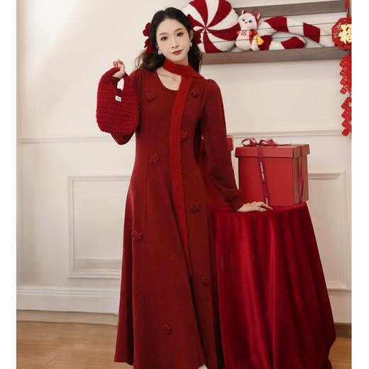 两三事红拂暮色打底连衣裙女配显瘦遮肚连衣裙长袖显瘦秋辣妹穿搭 商品图0