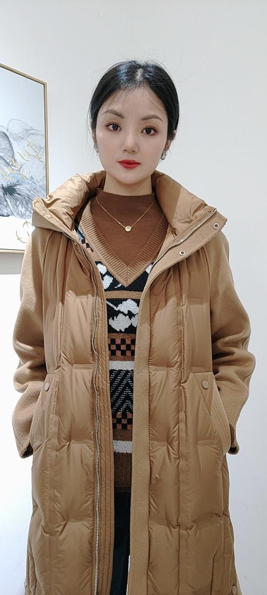 488522时尚款拼双面呢中长款羽绒服 商品图4