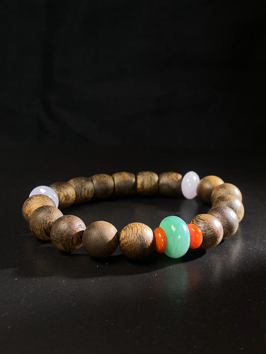 XY0081原创沉香DIY圆珠桶珠翡翠算盘珠手串 商品图2