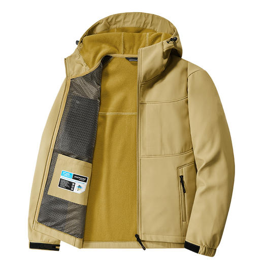 冬季新款男士夹克外套 防风摇粒绒连帽休闲软壳冲锋衣风衣 商品图4