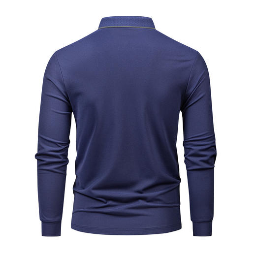 罗蒙【7A抗菌】精美皮标商务polo衫男长袖t恤男春秋t恤男长袖POLO衫 商品图3