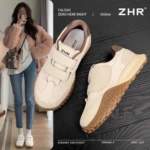 ZHR则则增高魔术贴休闲鞋厚底耐磨女鞋春季新款ins百搭运动休闲鞋 商品图0