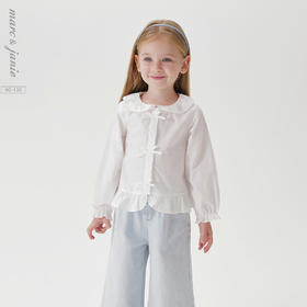 马克珍妮女童甜美荷叶领衬衫 宝宝纯棉衬衣2025年春装新款250251