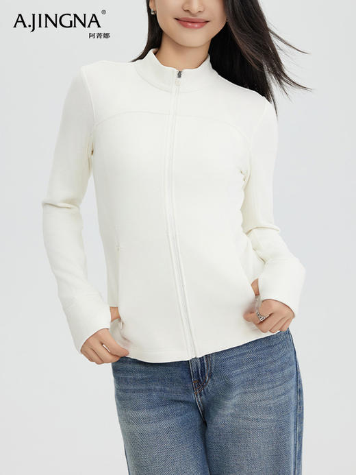 【黑科技锁温】阿菁娜双色羊绒时尚修身拉链微塑形外套F30C207010 商品图1