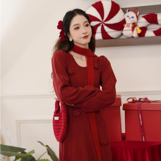 两三事红拂暮色打底连衣裙女配显瘦遮肚连衣裙长袖显瘦秋辣妹穿搭 商品图1