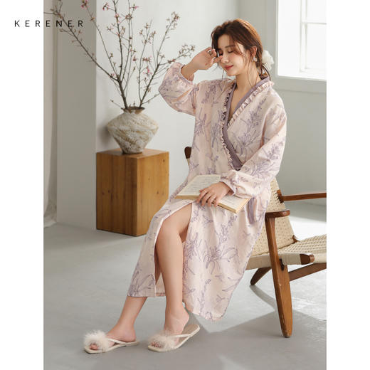 可人儿小众设计新款泡泡绵女士睡裙春秋长袖少女睡衣可外穿连衣裙 商品图2