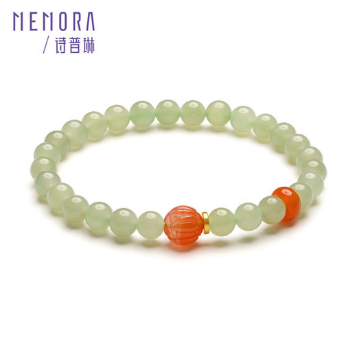 玉玲珑手链 中国风和田玉玛瑙S925银手链手串送女友礼物MEMORA诗普琳NB904601 商品图4