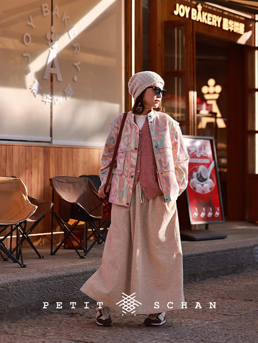 PETIT SCHAN小闪 CLO#721 Colourful tofu 花豆腐 日本进口棉混纺可拆卸两穿春秋工装马甲/夹克外套 商品图1