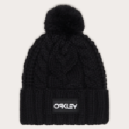 OAKLEY帽子HARPER POM BEANIE BLACK/WHITE LOGO