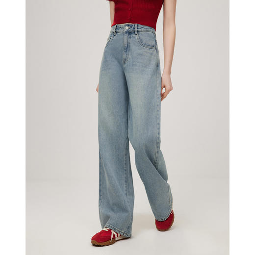 IEF/爱依服2025高个子裤子 春季 港式复古休闲风百搭牛仔阔腿裤BG4647 商品图1