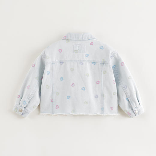 马克珍妮女童彩色刺绣爱心牛仔外套儿童夹克2025年春装新款250191 商品图1