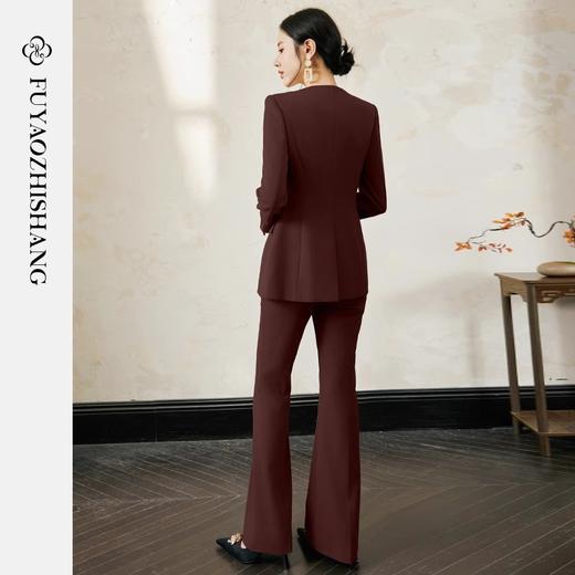 IWY/扶摇系列 暗红色职业装女秋冬流行色高级感羊毛西装外套微喇裤FYCP571 商品图4