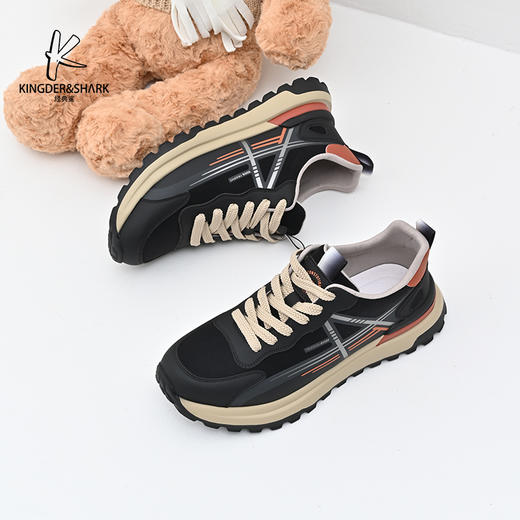 经典鲨2025年春季新款男士系带平底休闲鞋跑步鞋KW222-513061 商品图1